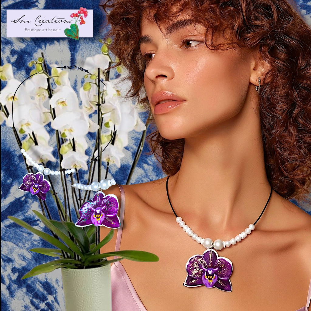 Collier Handmade ''Orchidée royale''