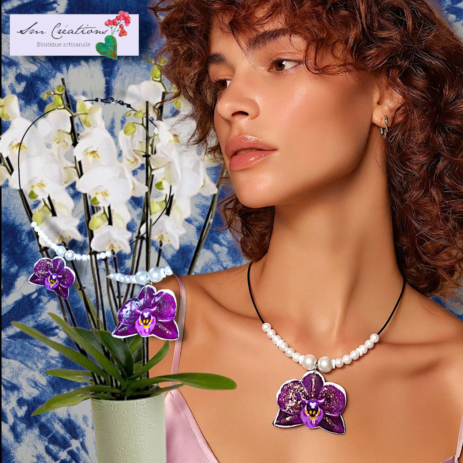 Collier Handmade ''Orchidée royale''