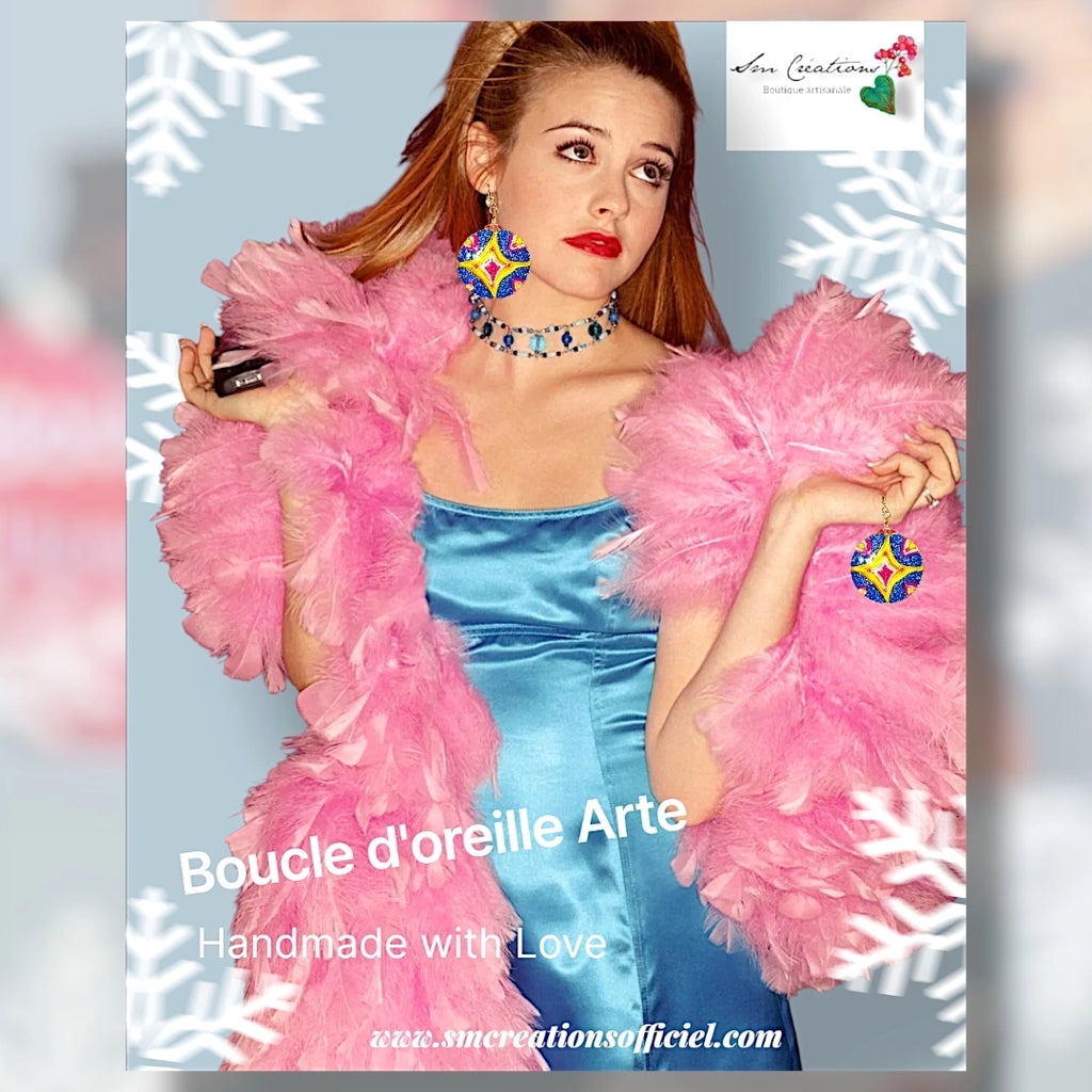 Boucle d'oreille artistique |Collection Créoles ColorBlock| Peintes à la main | QTE 01