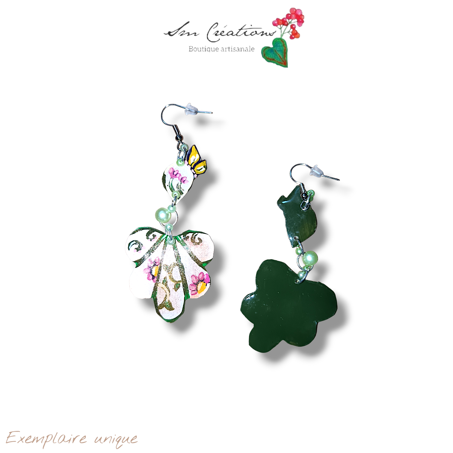 Boucle d'oreille artistique |''Pendantes florales II ''| 95% Naturel Fais Main - Arte chic