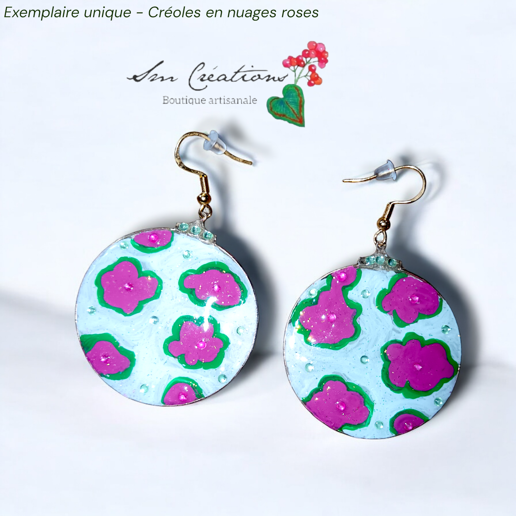 Boucle d'oreille artistique |Collection Créoles ColorBlock| Peintes à la main | QTE 01