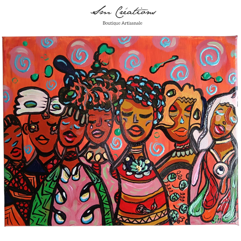 "Le collectif" Peinture acrylique 24 X 30 cm - Pièce unique originale signée avec certificat d'authenticité