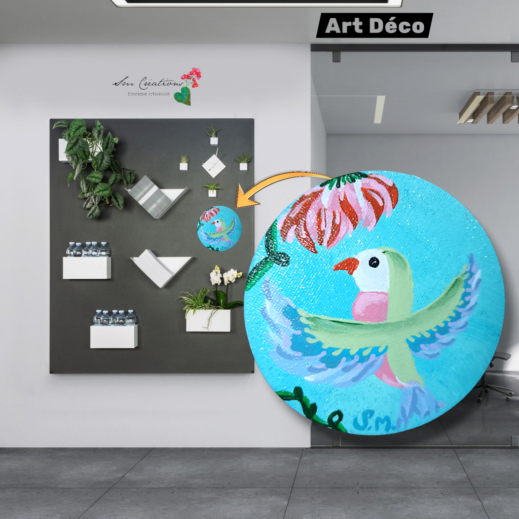 Peinture décoratif joviale ''Flowers calling''| Signé Sm