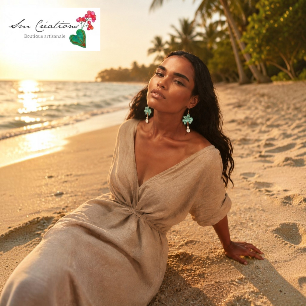 🌴 Boucles d'oreilles artisanales « Palm Beach »