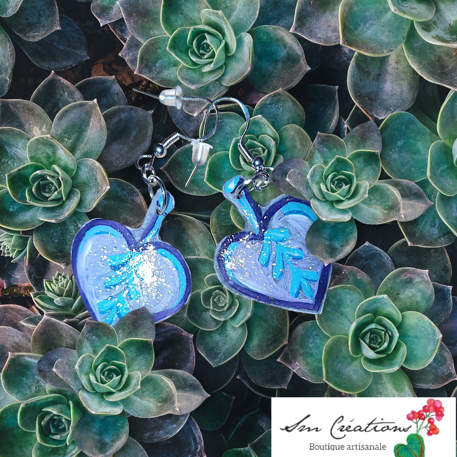 Boucle d'oreille artistique | 95% Naturel Fais Main