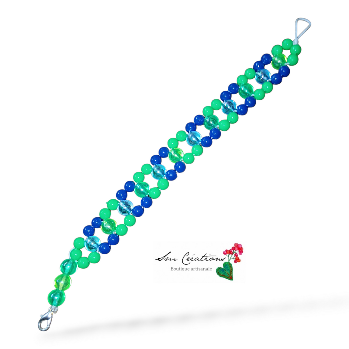 Bracelet artisanale exemplaire unique ''Entres terre et mer'' Couleurs Peps