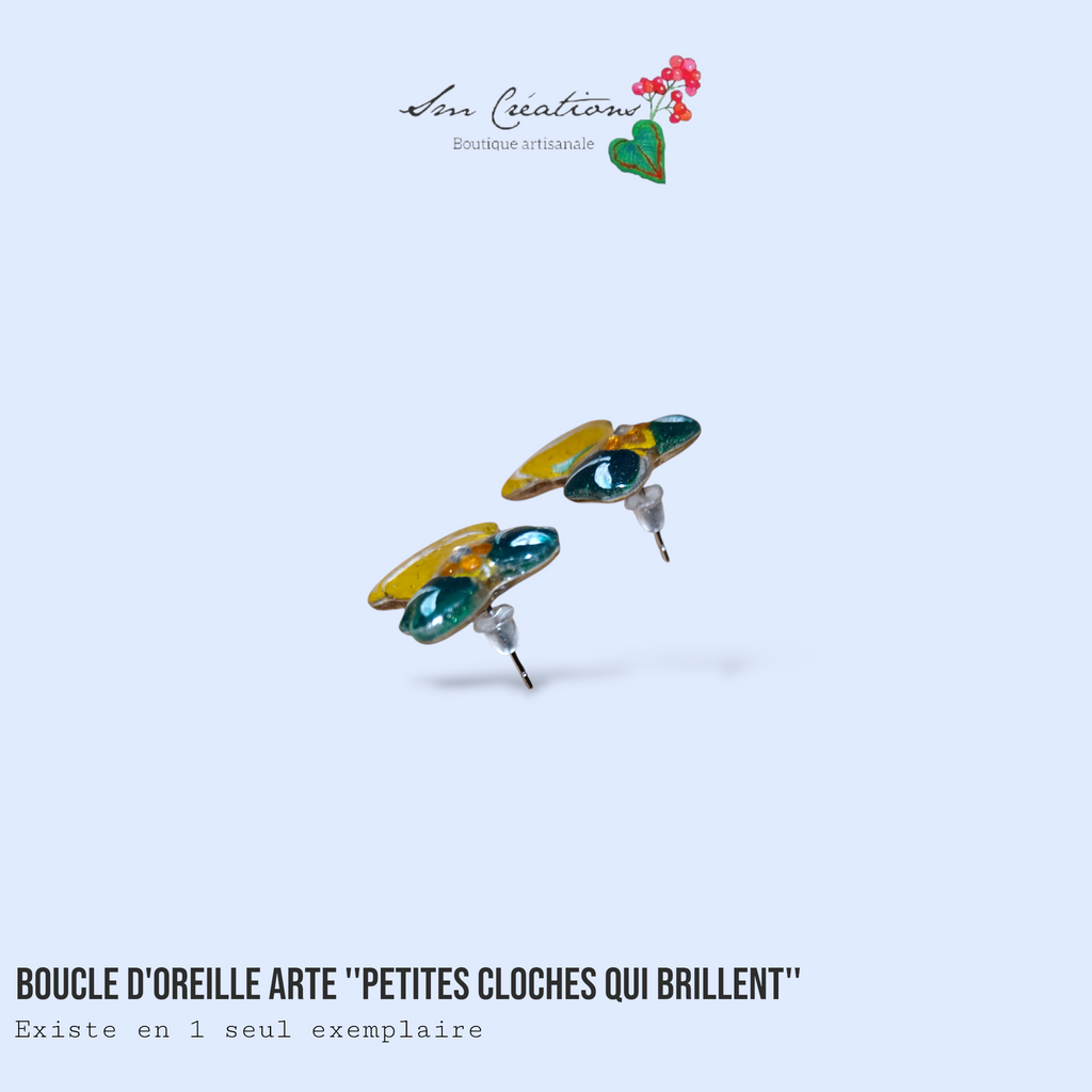 Boucle d'oreille artistique |''Petites cloches qui brillent''| 95% Naturel Fais Main