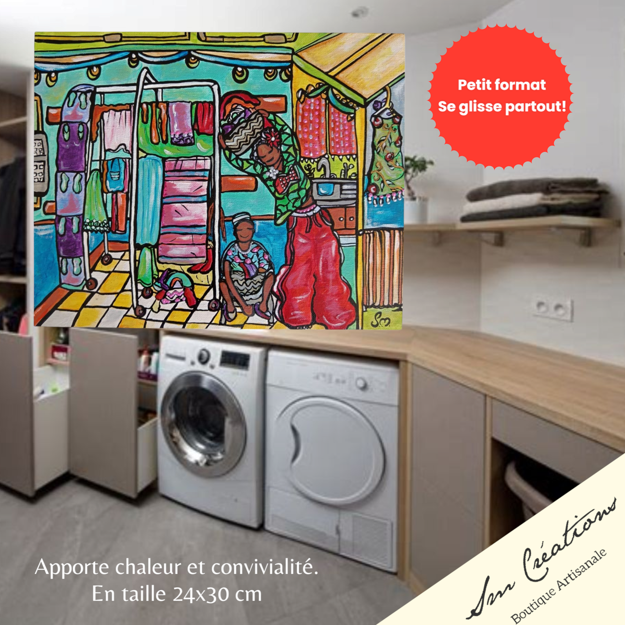 "Scène de ménage" Peinture acrylique et 3D Paint 24X30cm - Exemplaire unique signé avec certificat d'authenticité