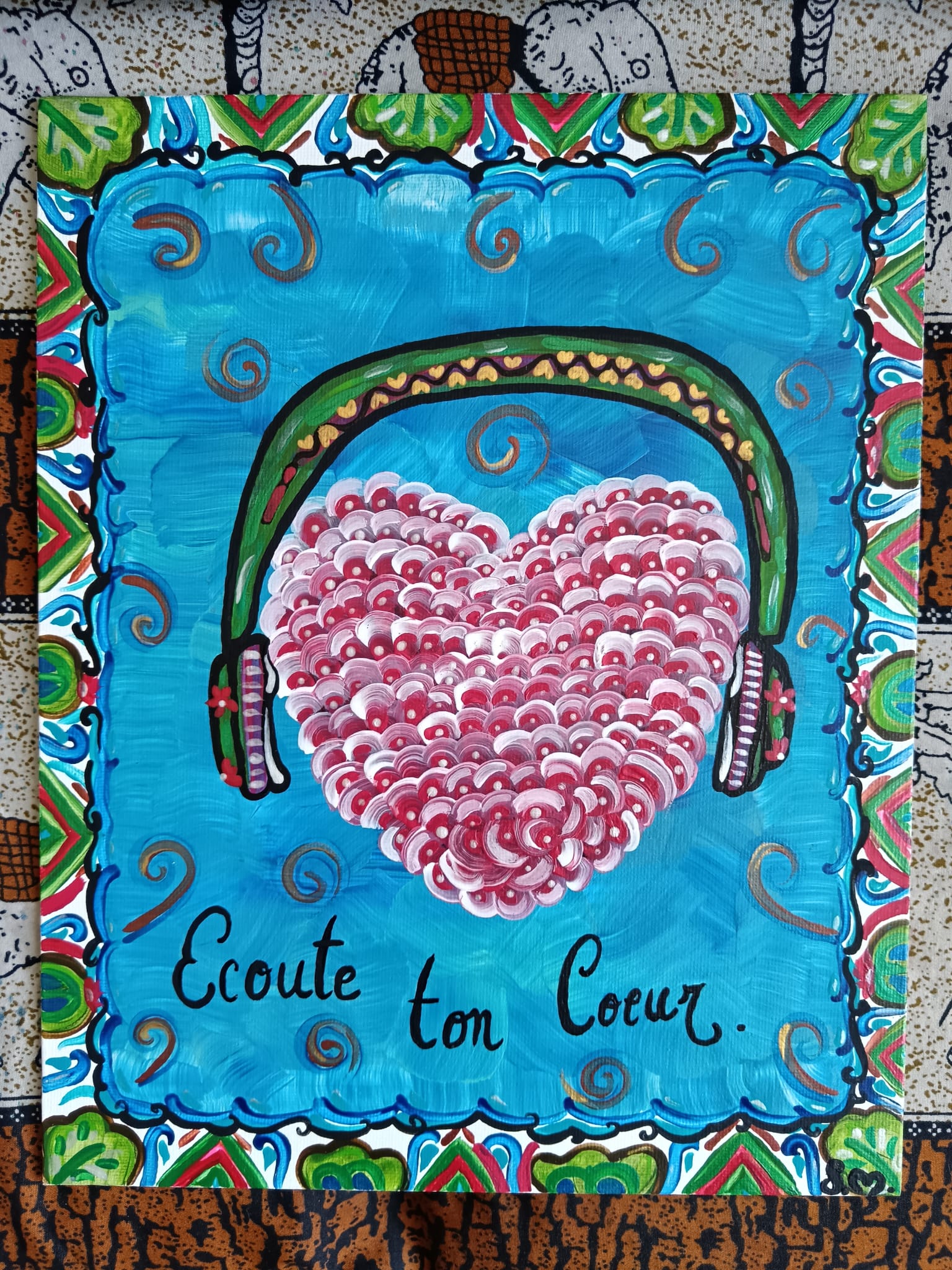 "Ecoute ton coeur" Peinture acrylique 24X30 Oeuvre originale - 𝓒𝓸𝓵𝓵𝓮𝓬𝓽𝓲𝓸𝓷 𝓟𝓮𝓷𝓼𝓮̄𝓮 𝓟𝓸𝓼𝓲𝓽𝓲𝓿𝓮