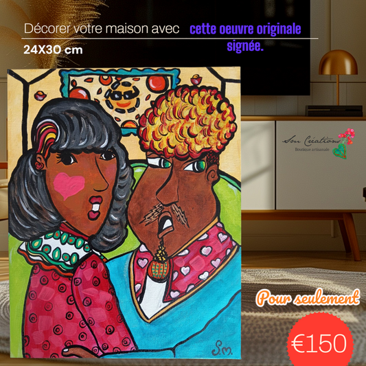 "Surprise" Peinture acrylique 24 X 30 cm - Pièce unique originale signée avec certificat d'authenticité