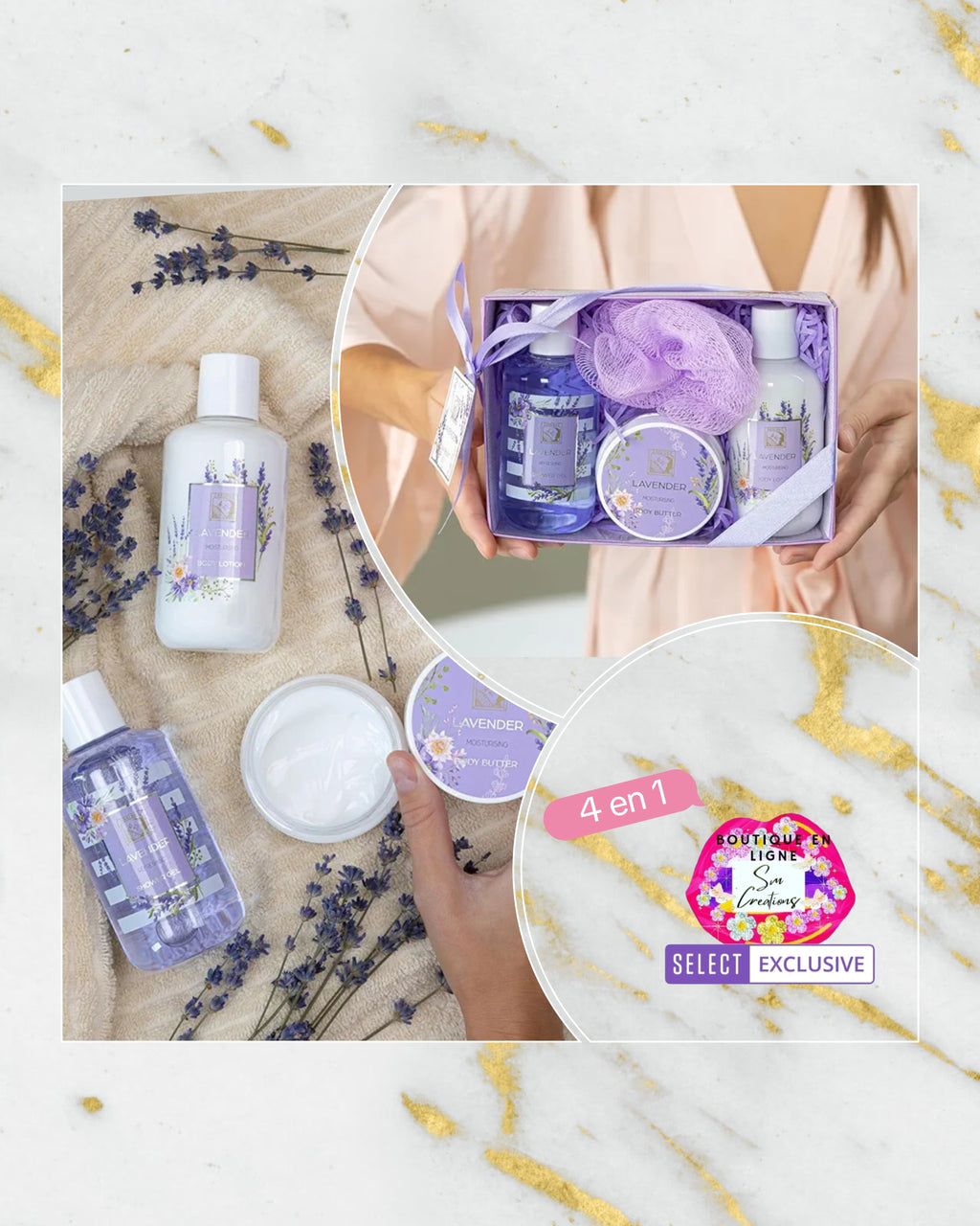 Cofffret Cadeau Beauté pour femme | 4 en 1 | ''Spéciale Lavande'' | Sélection SMC