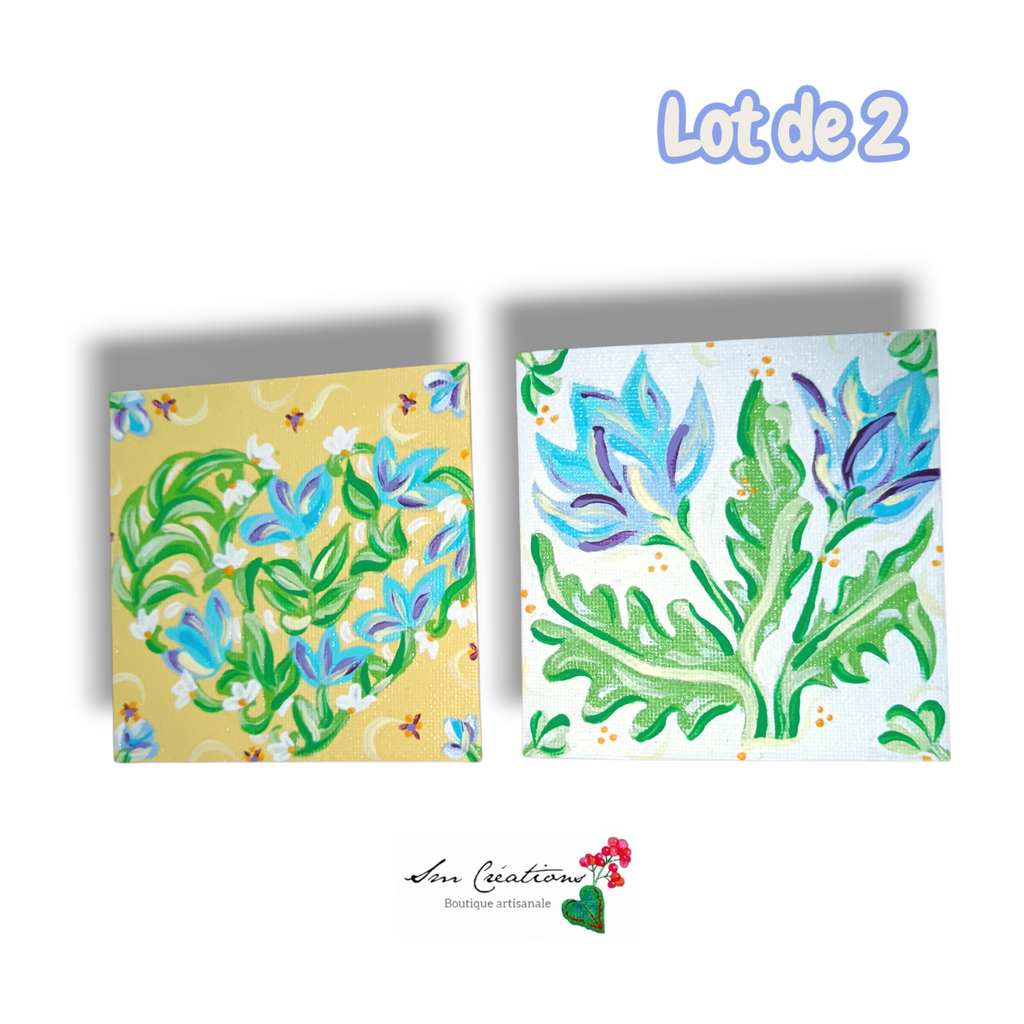 Duo de carte aimanté fleuries  - Effet Carrelage Ethnique Fais main