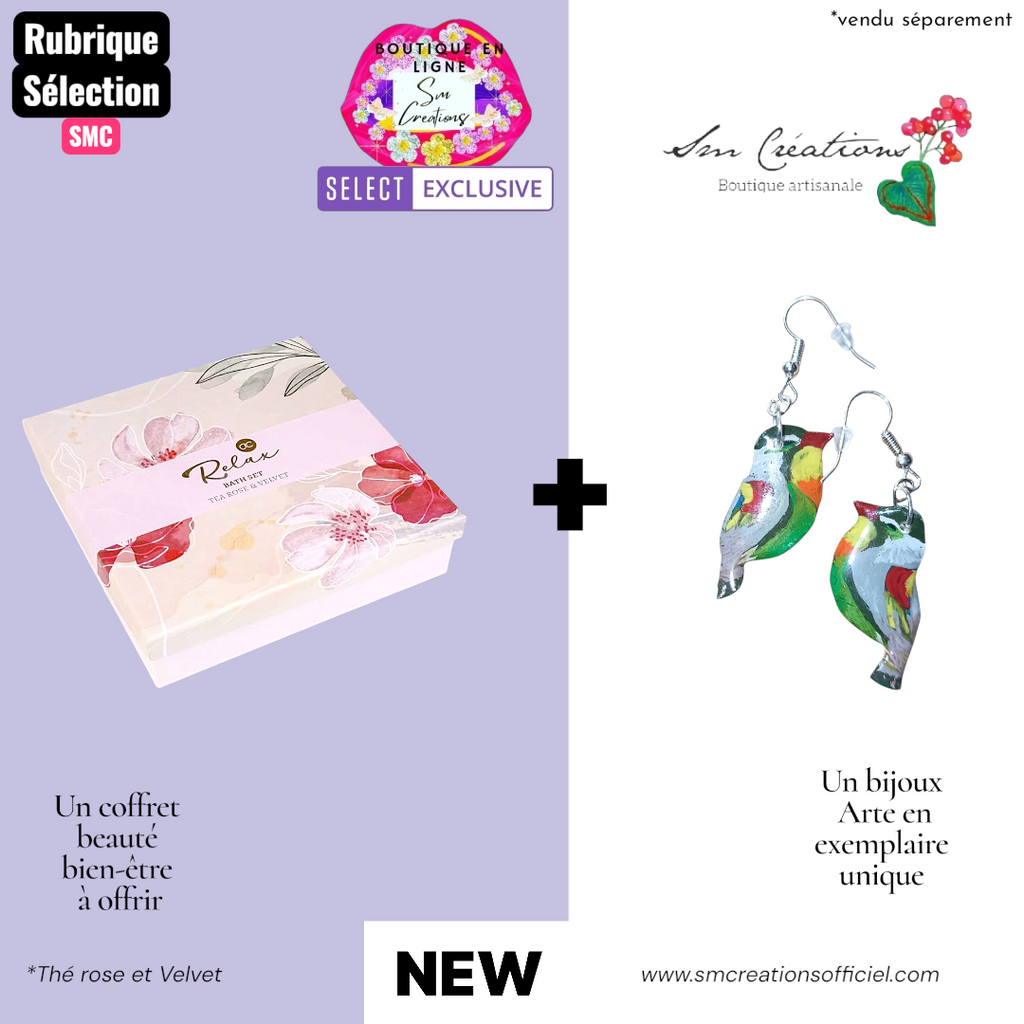 Cofffret Cadeau Beauté pour femme | 5 en 1 | ''Relax - Thé à la rose/ Velvet'' | Sélection SMC