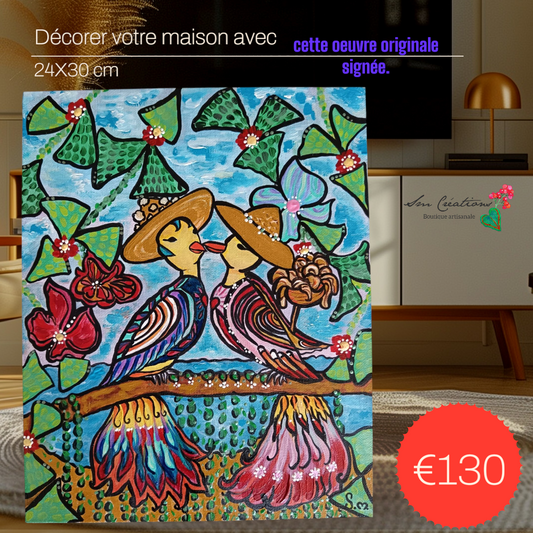 "Comme un souvenir d'été" Toile originale 24X30 cm - Exemplaire unique signé - Peinture acrylique 3D Paint