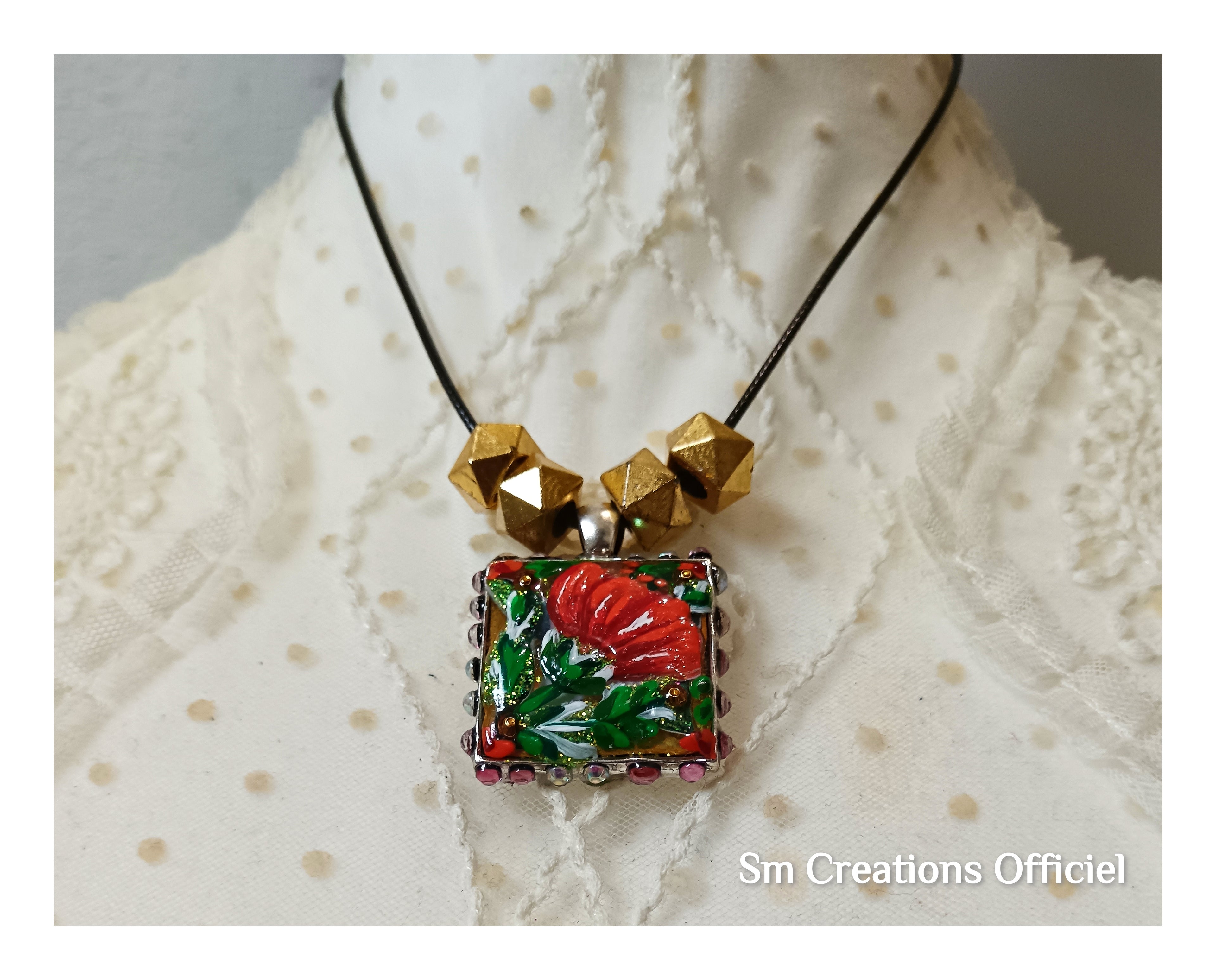Collier fais main ''Coquelicot qui dort'' Handmade/ Edition 2025