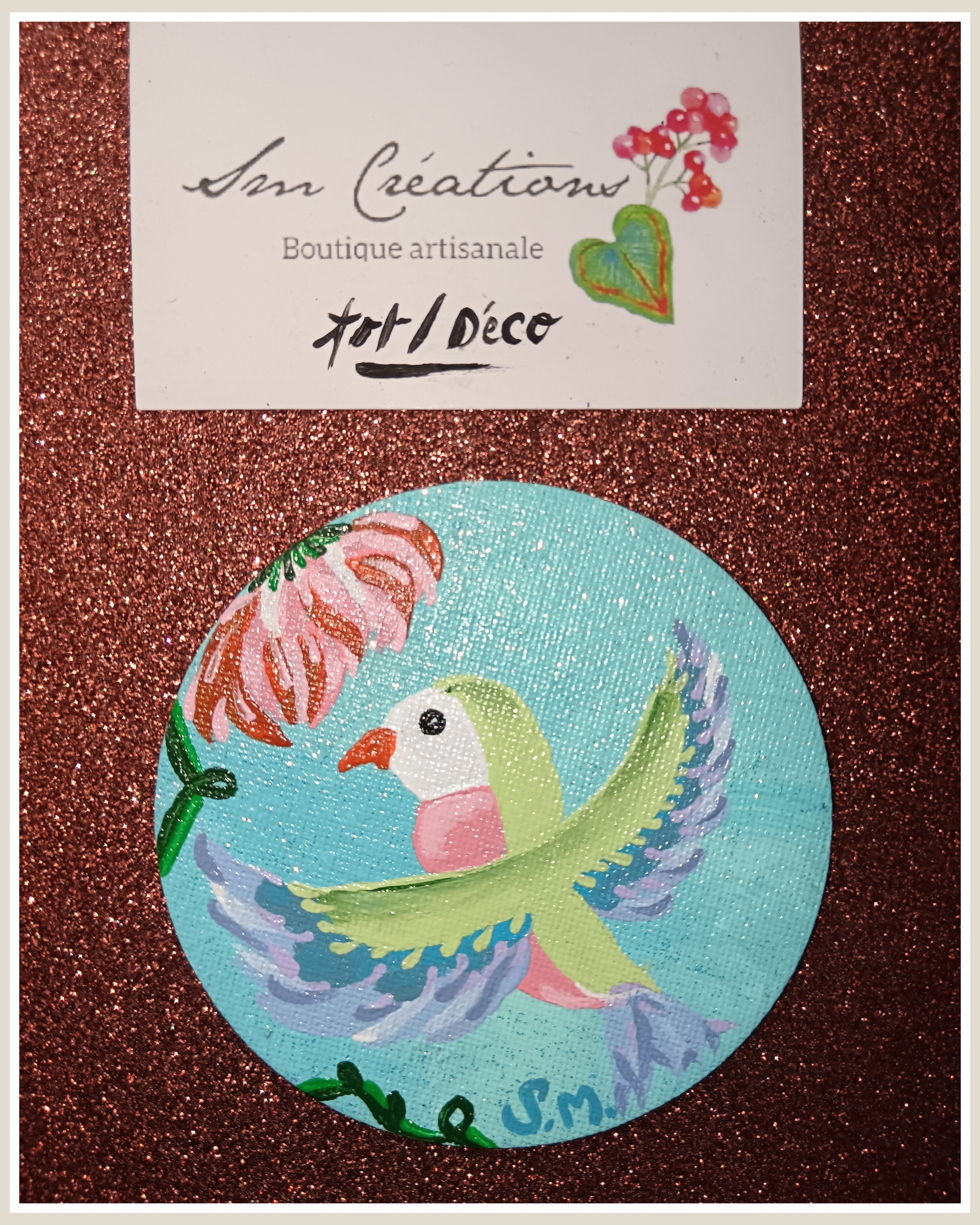 Peinture décoratif joviale ''Flowers calling''| Signé Sm