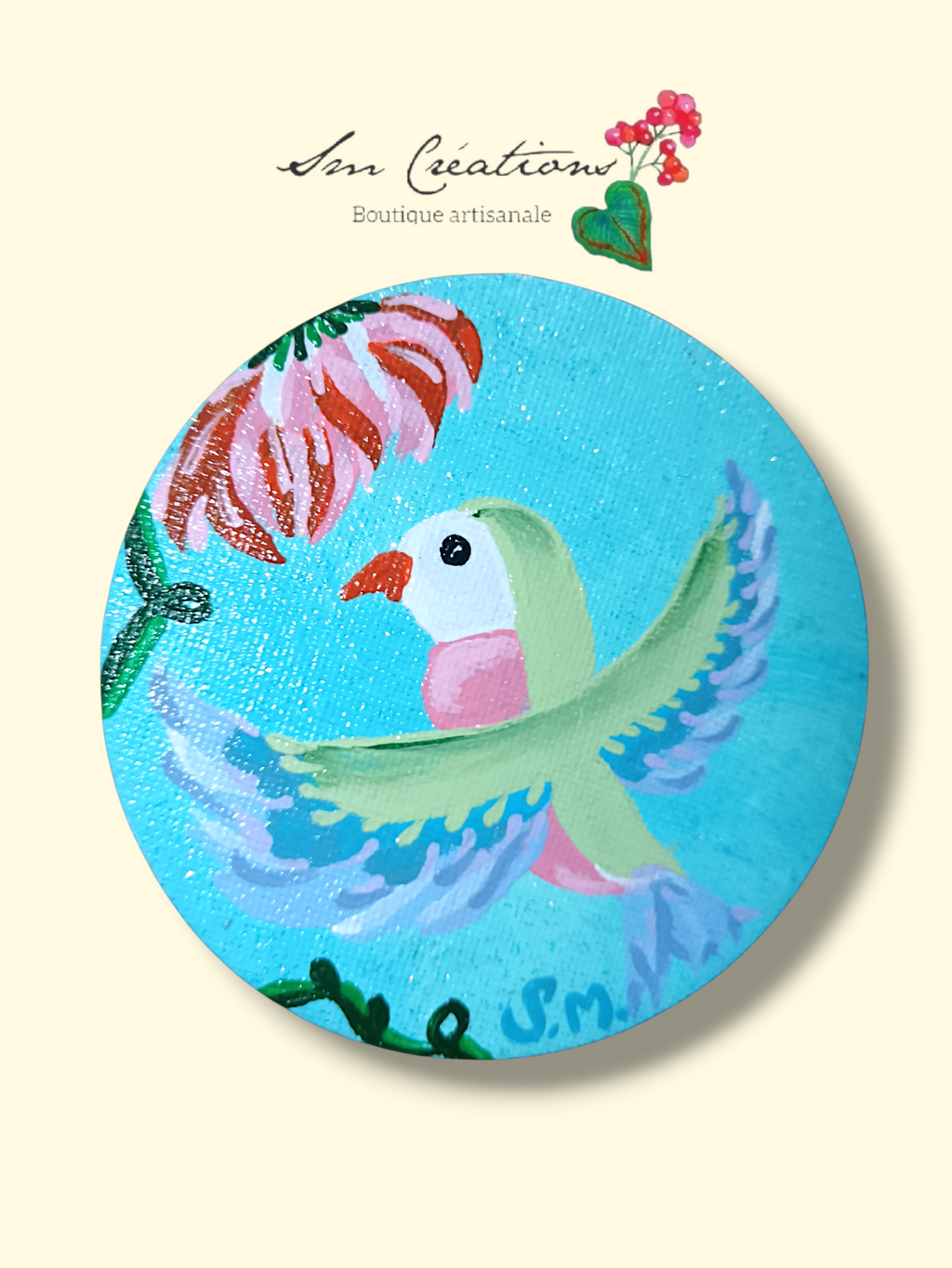 Peinture décoratif joviale ''Flowers calling''| Signé Sm