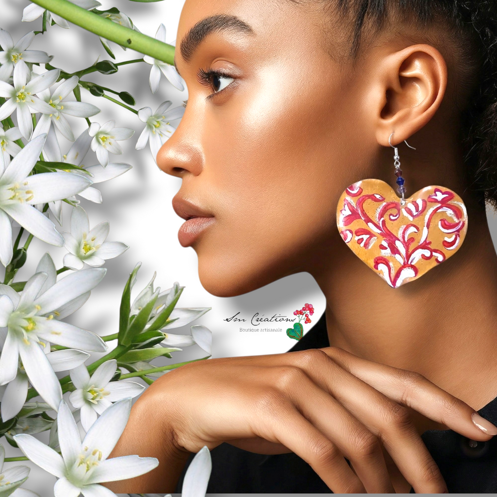 Boucle d'oreille artistique |''Confiture à onze heures''| 95% Naturel Fais Main