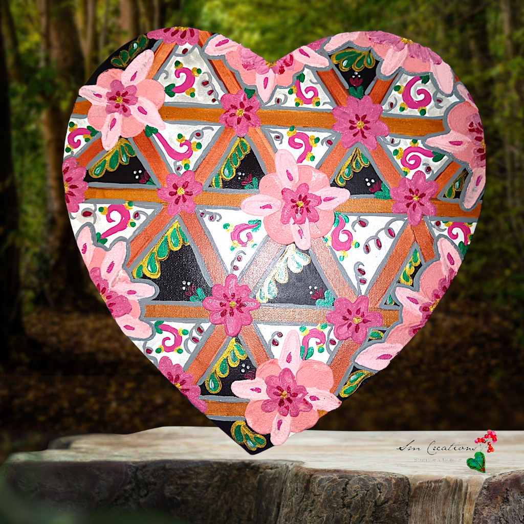 Tableau décoratif "Eclat de coeur" signé Sm - Année 2025