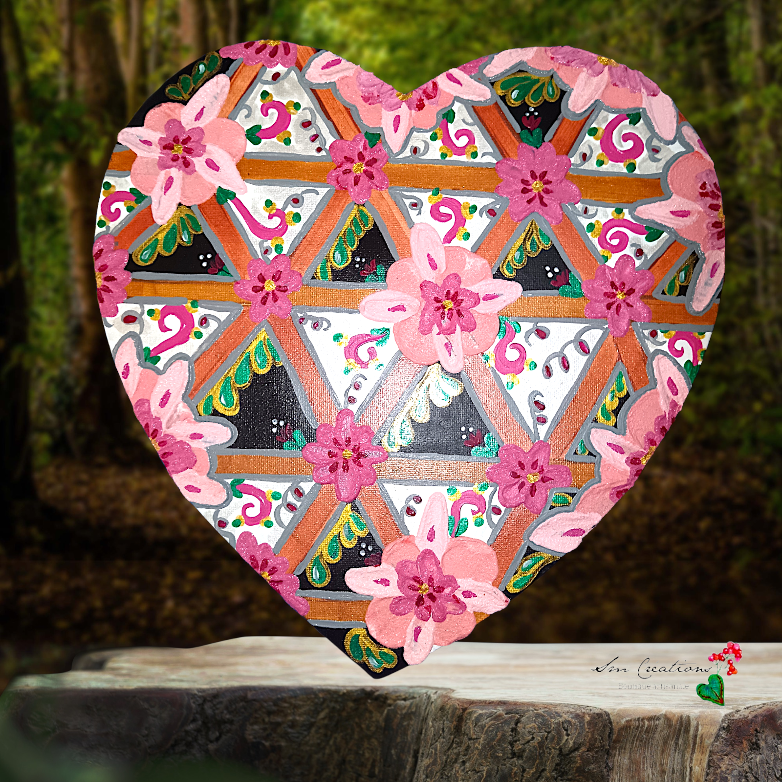 Tableau décoratif "Eclat de coeur" signé Sm - Année 2025