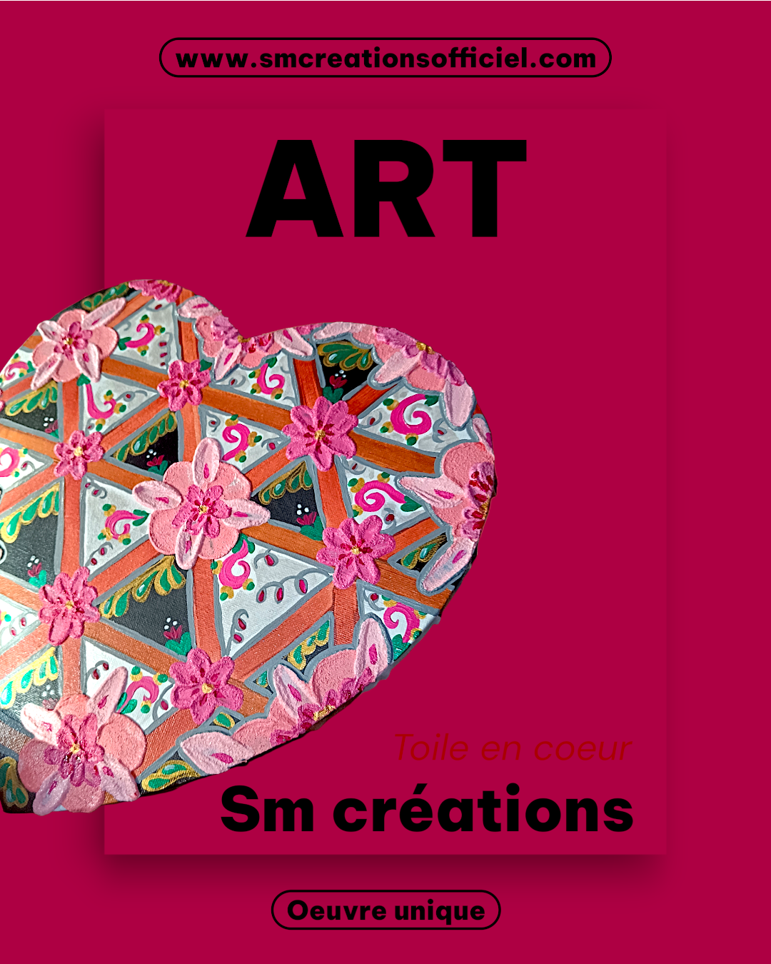 Tableau décoratif "Eclat de coeur" signé Sm - Année 2025