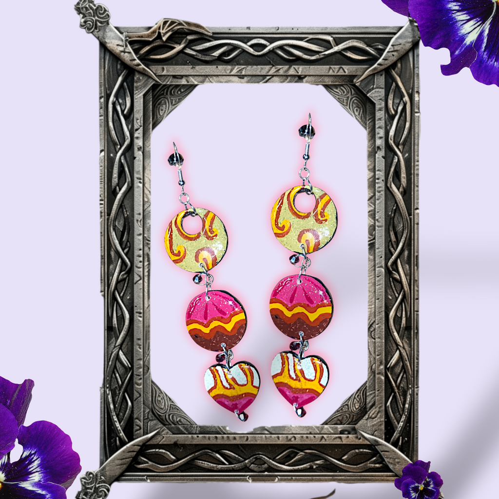 Boucle d'oreille artistique |''Mignardizz'' Color Pop| 95% Naturel Fais Main