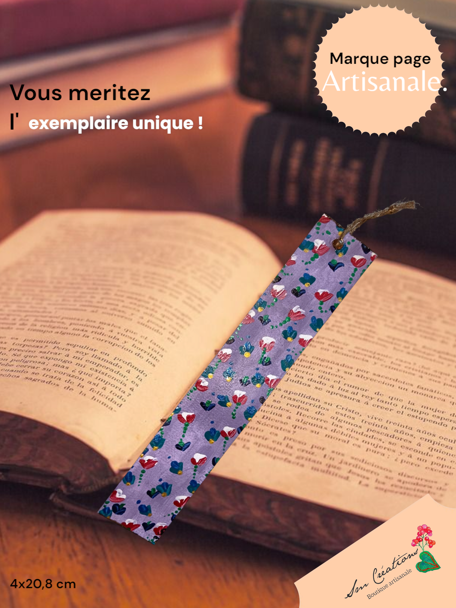 Marque page artisanale Collection Floraison 25' - Exemplaire unique signé - Nouveauté 2025