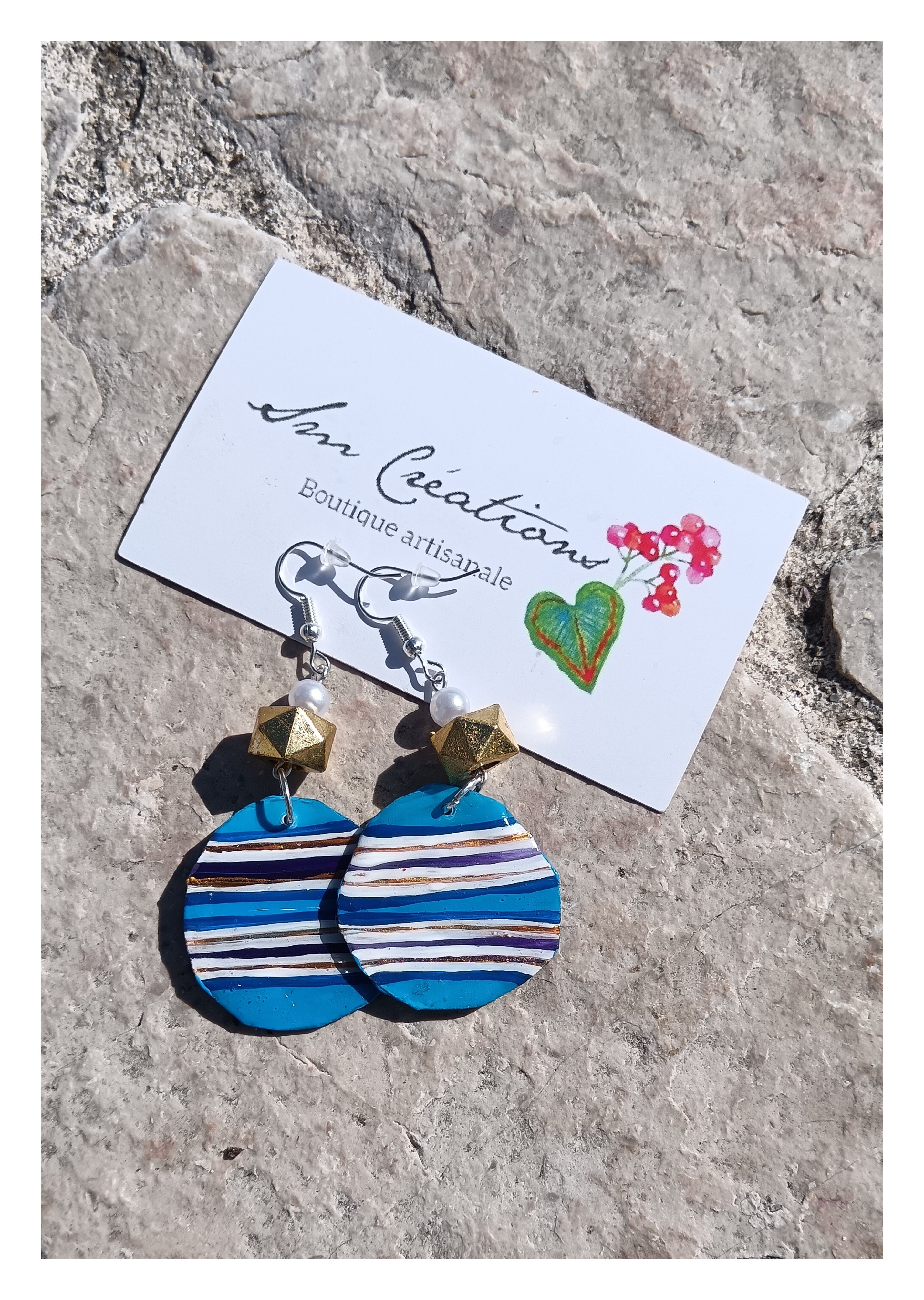 Boucle d'oreille artisanale Arte | ''Marinade'' 95%Naturel