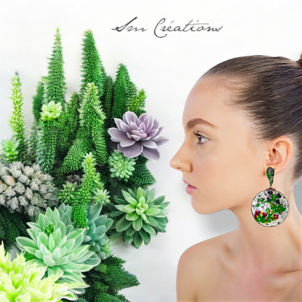 Boucle d'oreille artistique |Collection Créoles ColorBlock ''Recyclé''| Peintes à la main | QTE 01