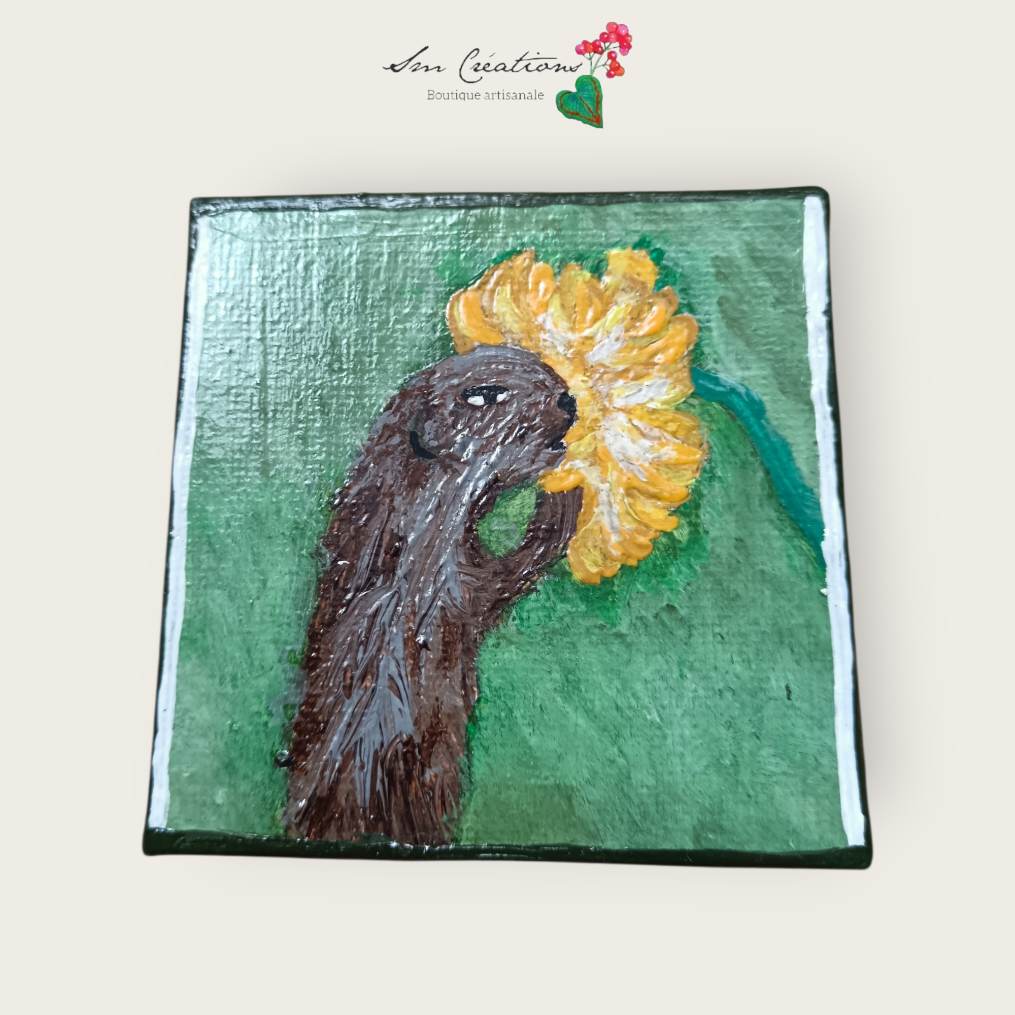 Peinture décoratif joviale ''Elle sent bon''| Signé Sm