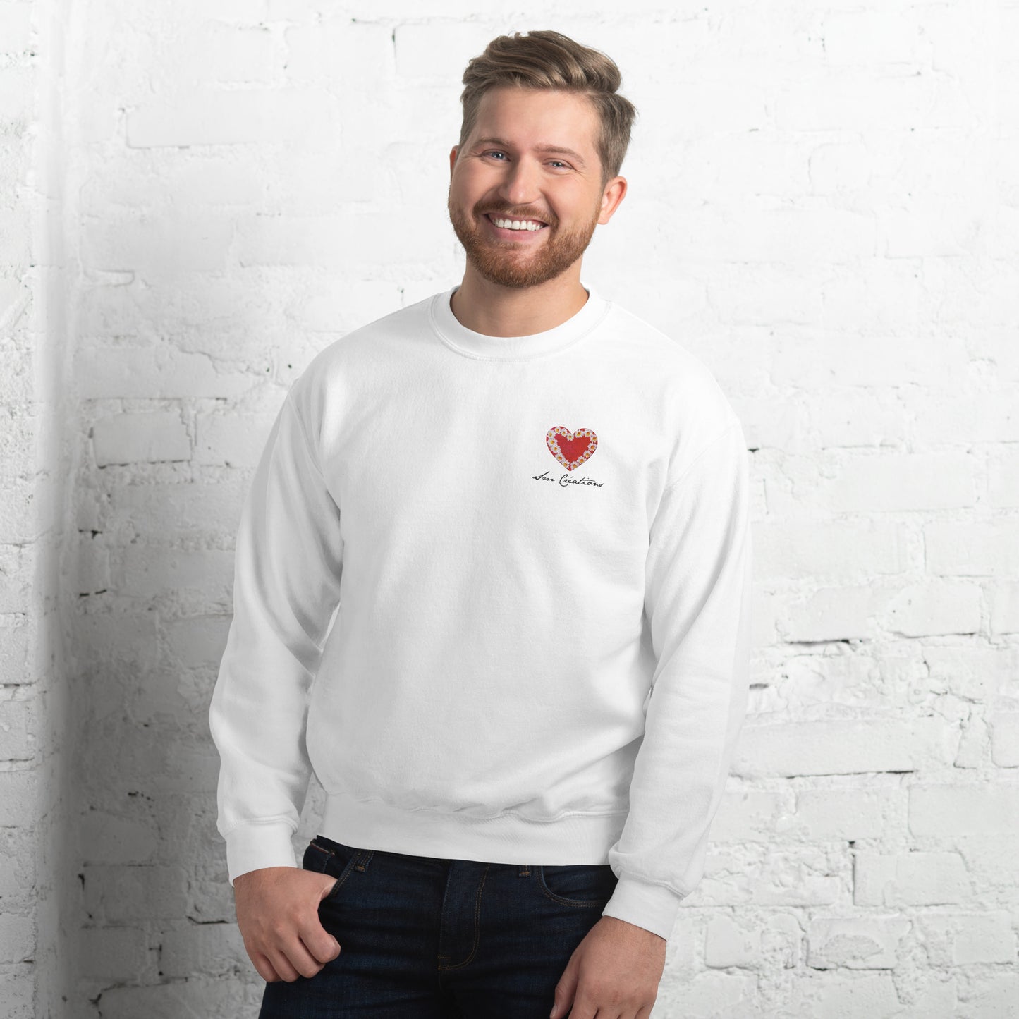 Sweat Unisexe à Col Rond ''Coeur Marguerite " type Classical / Spring Summer 2025