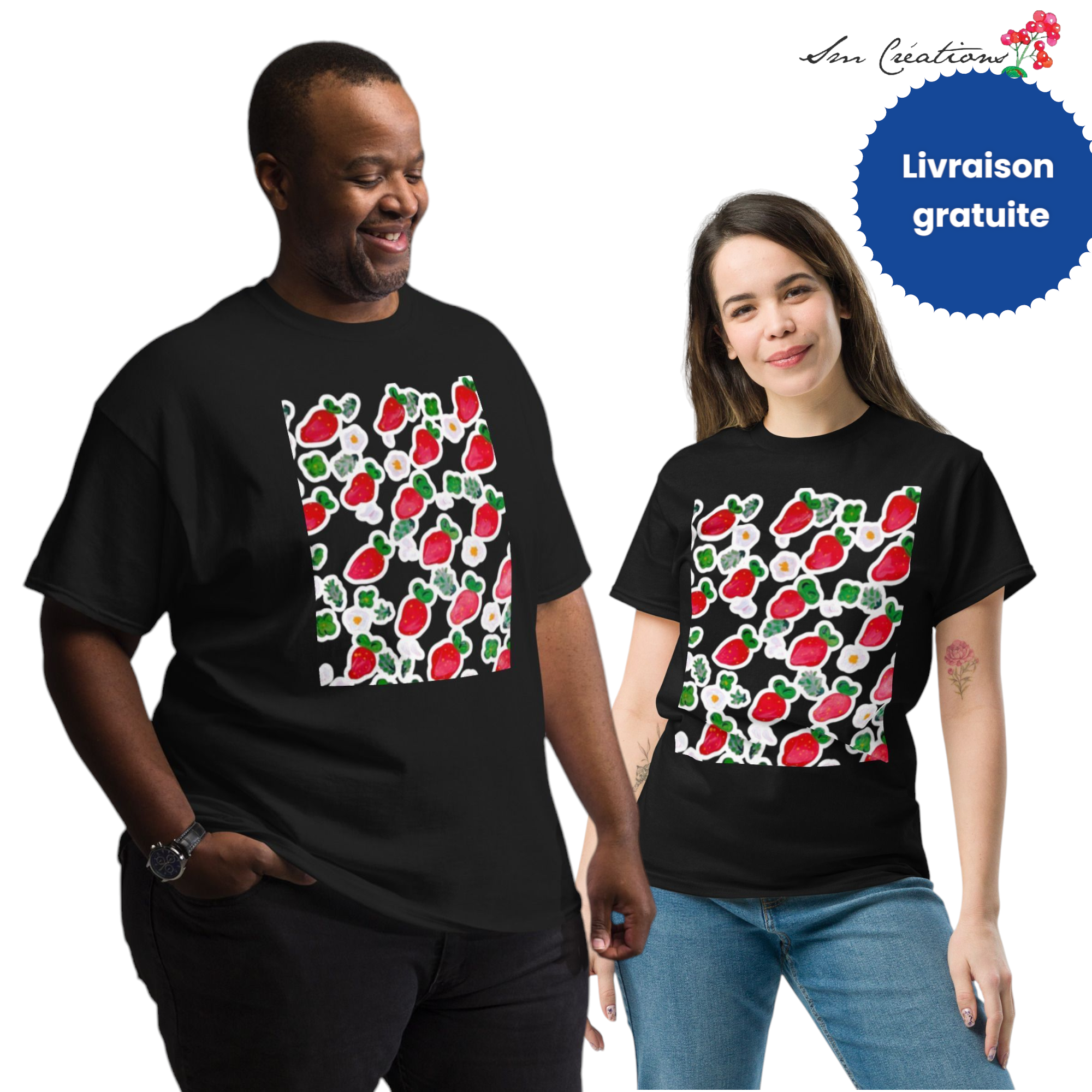 T-shirt classique unisexe Design "Douceur de Printemps" Collection Strawberry - Spring Summer 2025