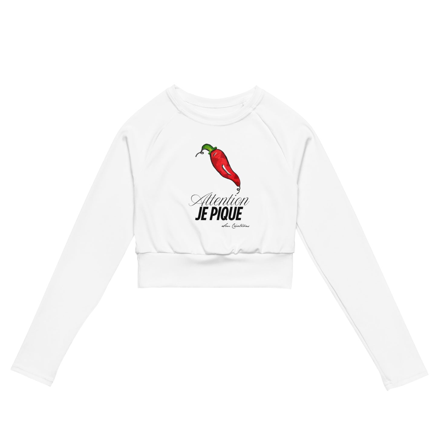 Haut court à manches longues en matière recyclée type Crop Top "Piment'' P-E 2025