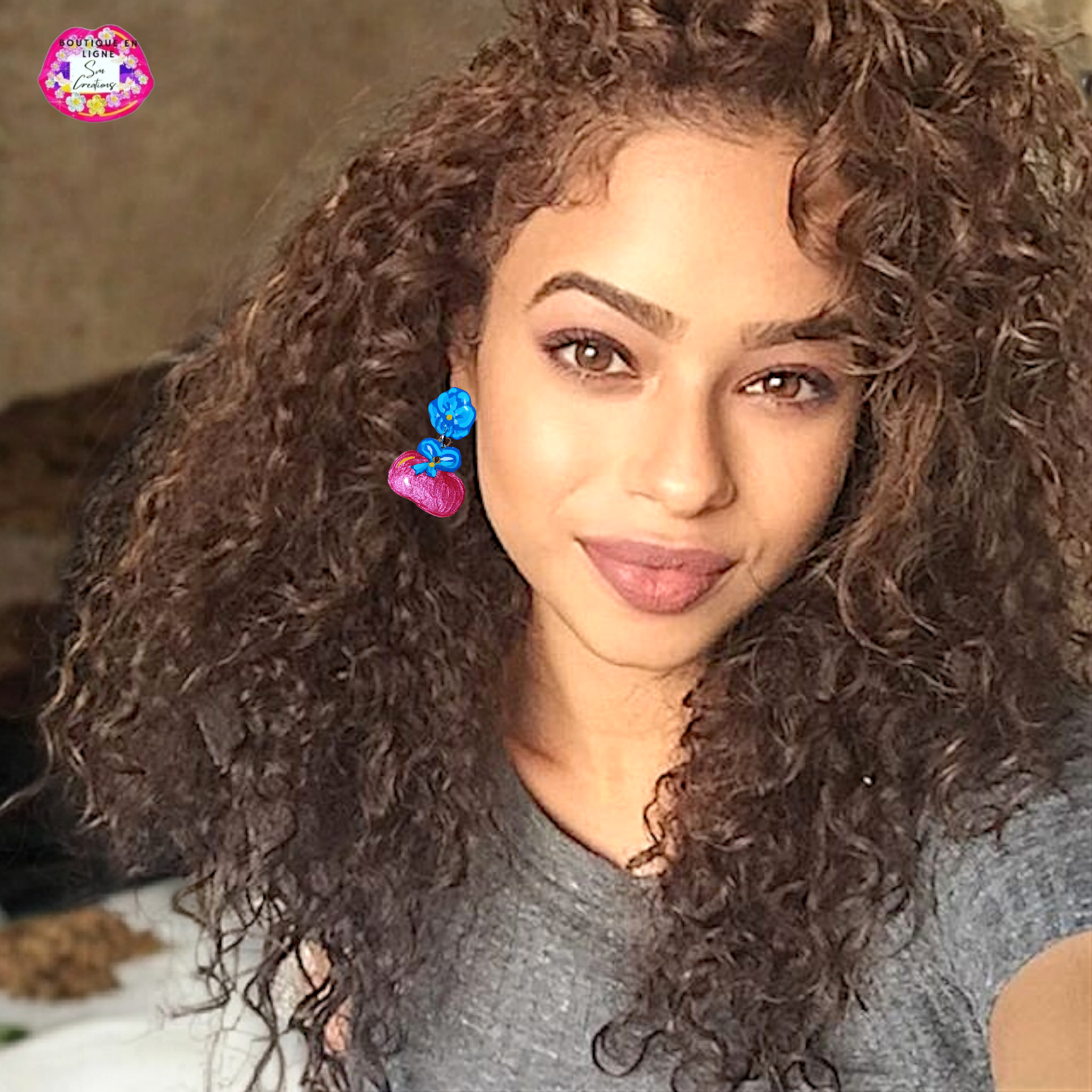 Boucle d'oreille Arte| ''Pomme 𝗍𝗈𝗆𝖺𝗍𝖾 ''95% Naturelle