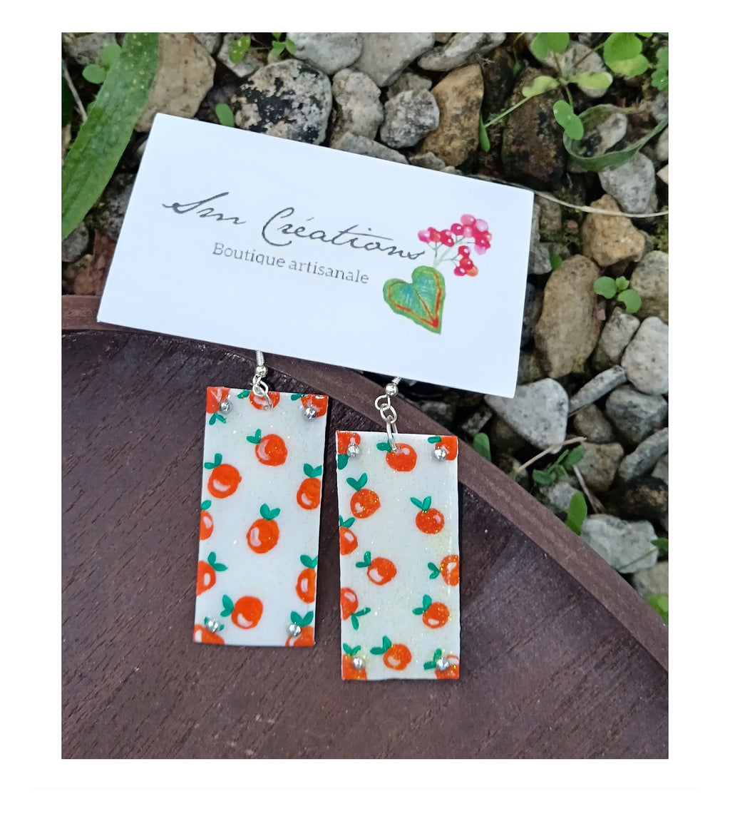 Boucle d'oreille Arte| ''Mandarinette''| 95% Naturelle