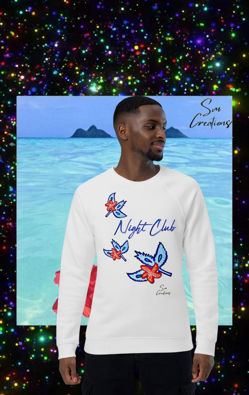 Sweatshirt écologique raglan unisexe ''Night Club'' 100% coton bio