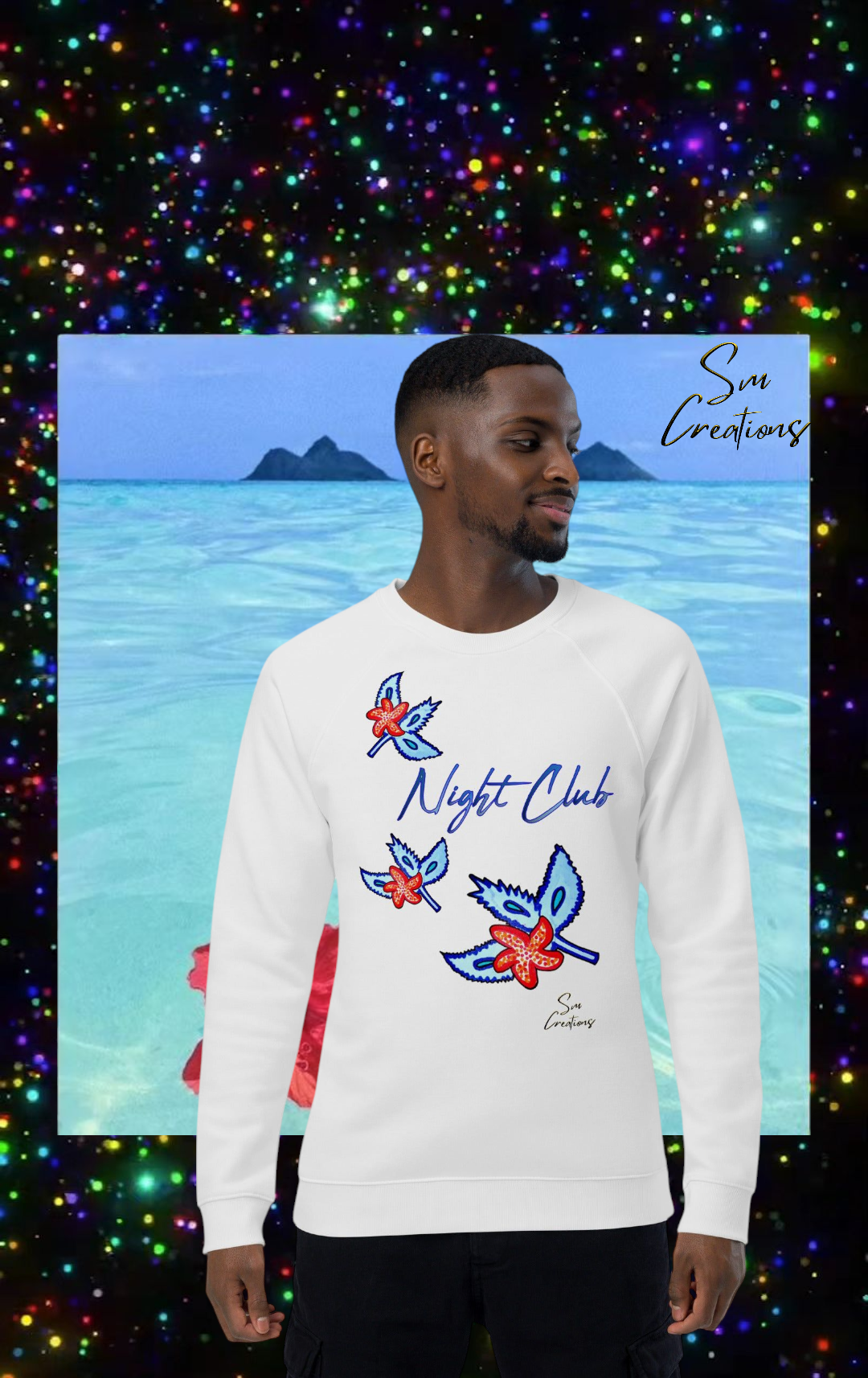 Sweatshirt écologique raglan unisexe ''Night Club'' 100% coton bio