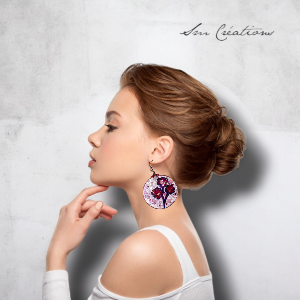 Boucle d'oreille artistique |Collection Créoles ColorBlock| Peintes à la main | QTE 01