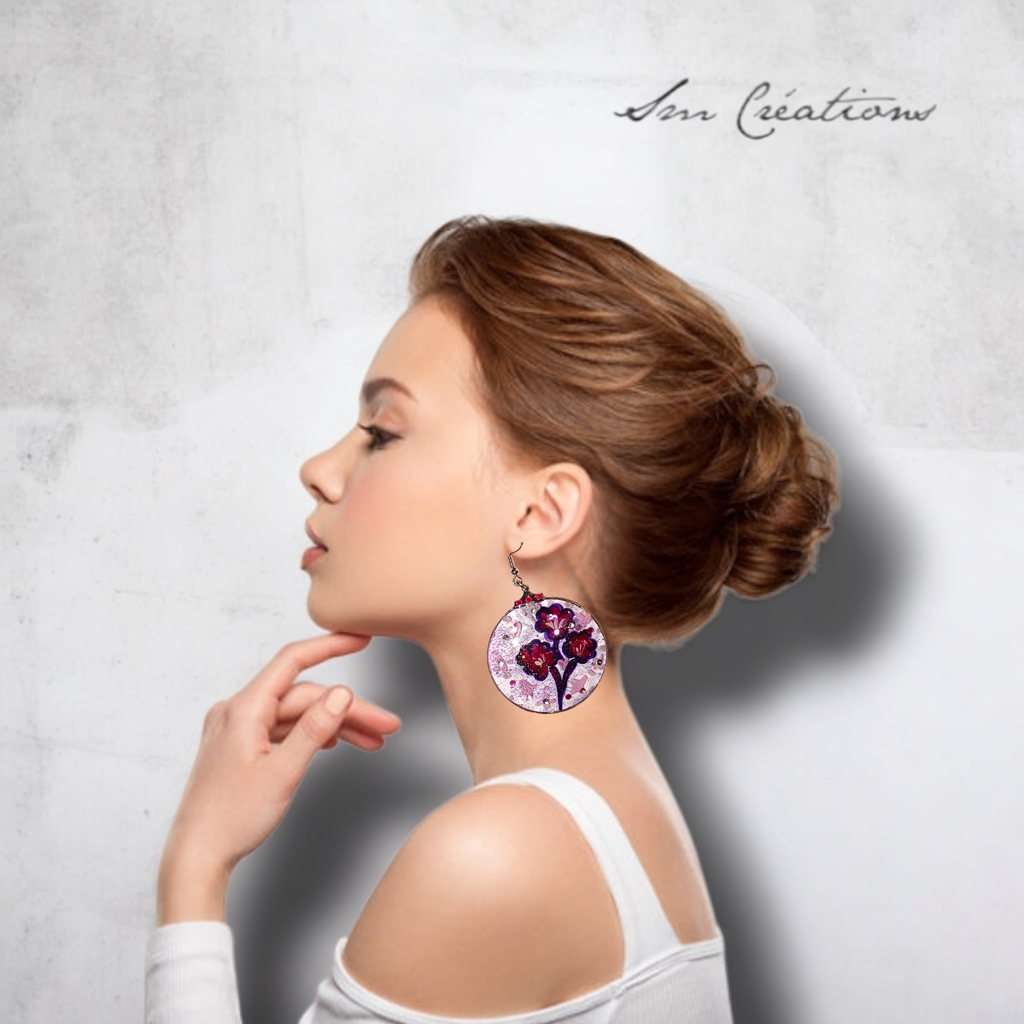Boucle d'oreille artistique |Collection Créoles ColorBlock| Peintes à la main | QTE 01