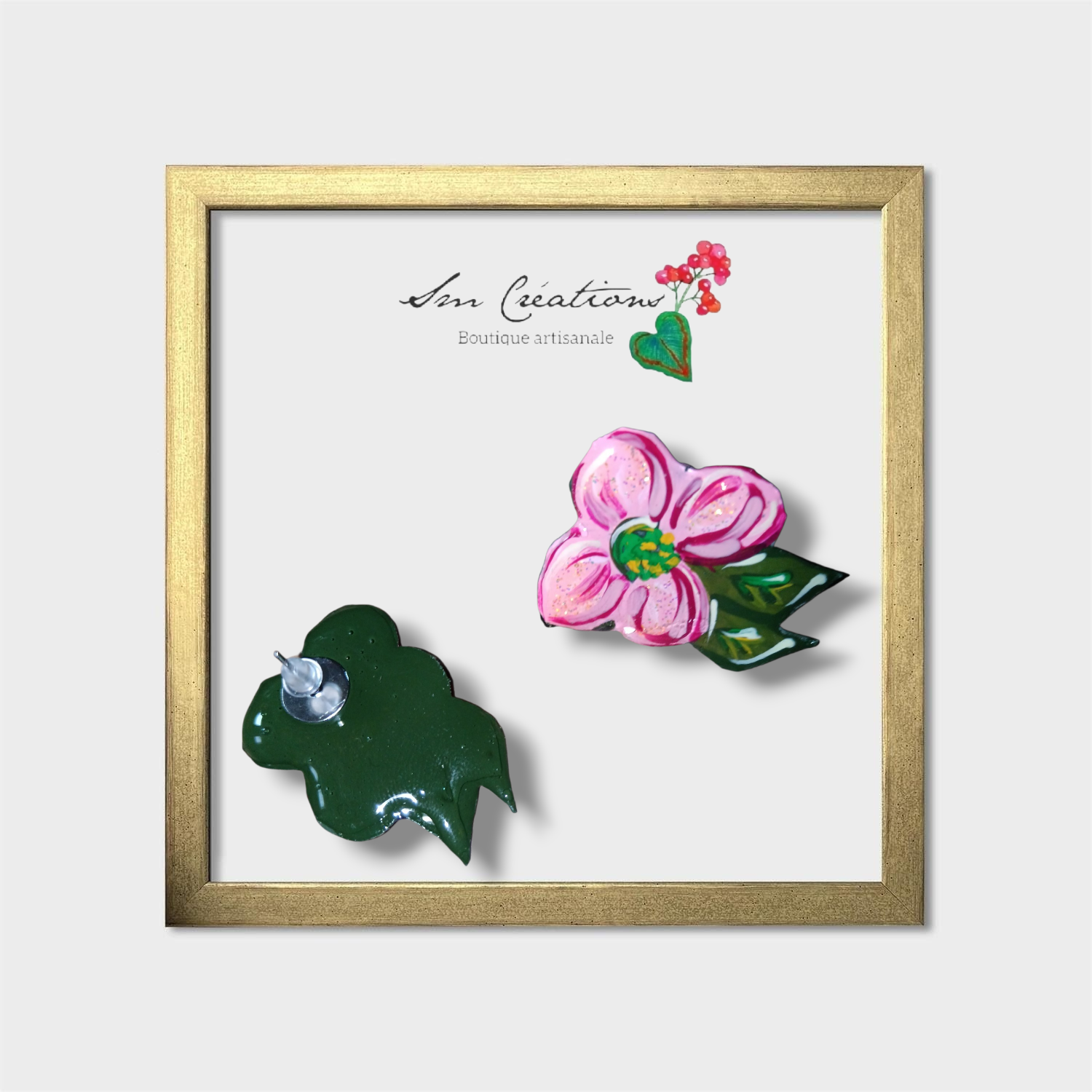 Boucle d'oreille artistique |''Flowers Pin's''| 95% Naturel Fais Main - Arte chic