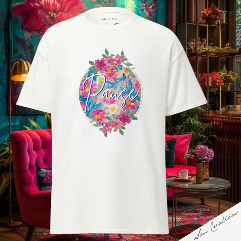 T-shirt classique unisexe '' Tendance Message - Pause''