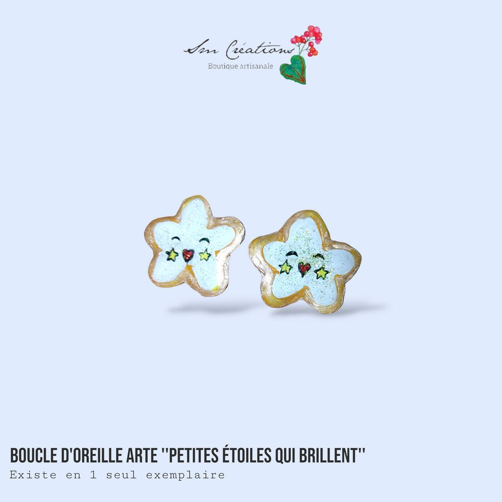 Boucle d'oreille artistique |''Petites étoiles qui brillent''| 95% Naturel Fais Main