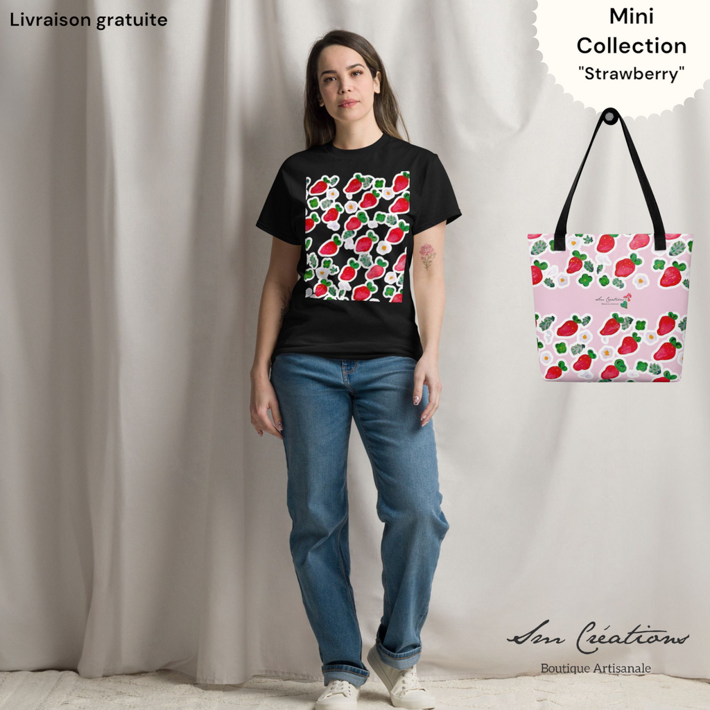 T-shirt classique unisexe Design "Douceur de Printemps" Collection Strawberry - Spring Summer 2025