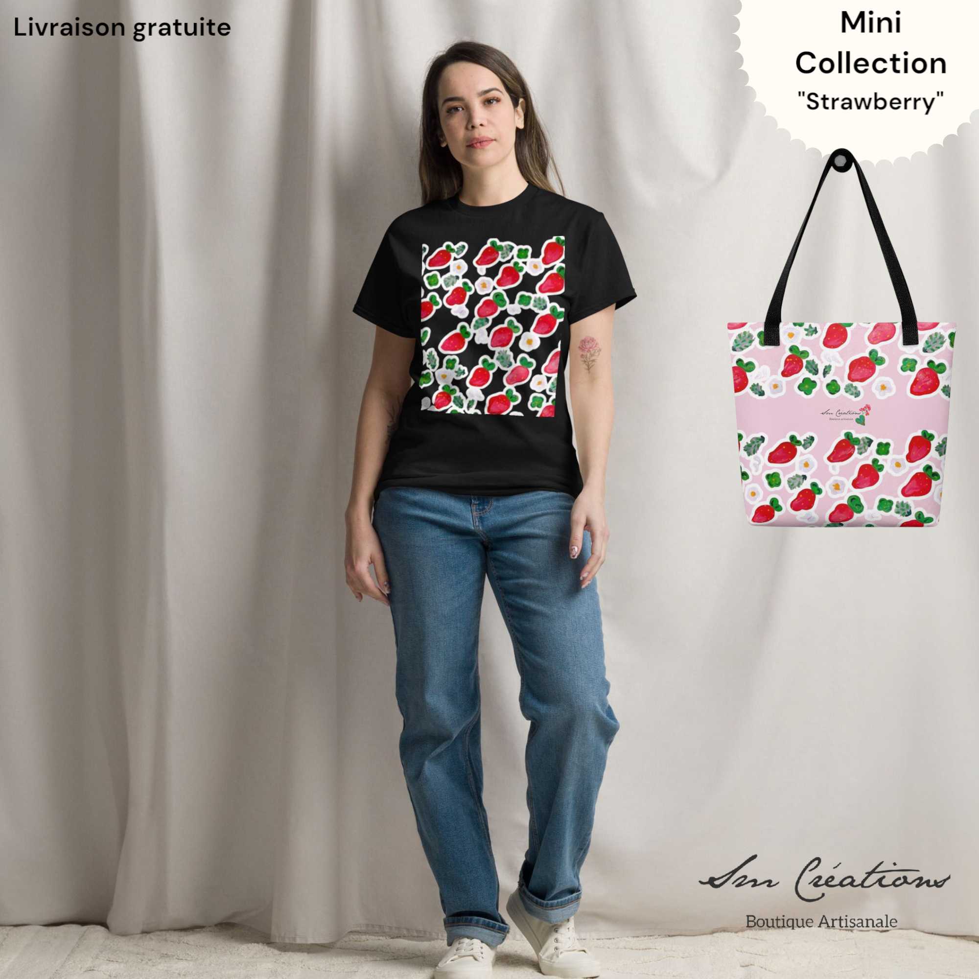 T-shirt classique unisexe Design "Douceur de Printemps" Collection Strawberry - Spring Summer 2025