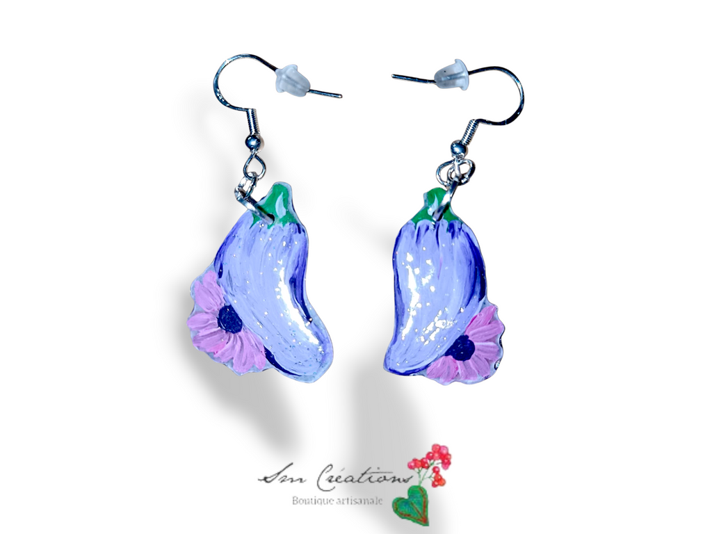 Boucle d'oreille artistique |''Fleurs d'auberge'' Flowers Pop| 95% Naturel Fais Main