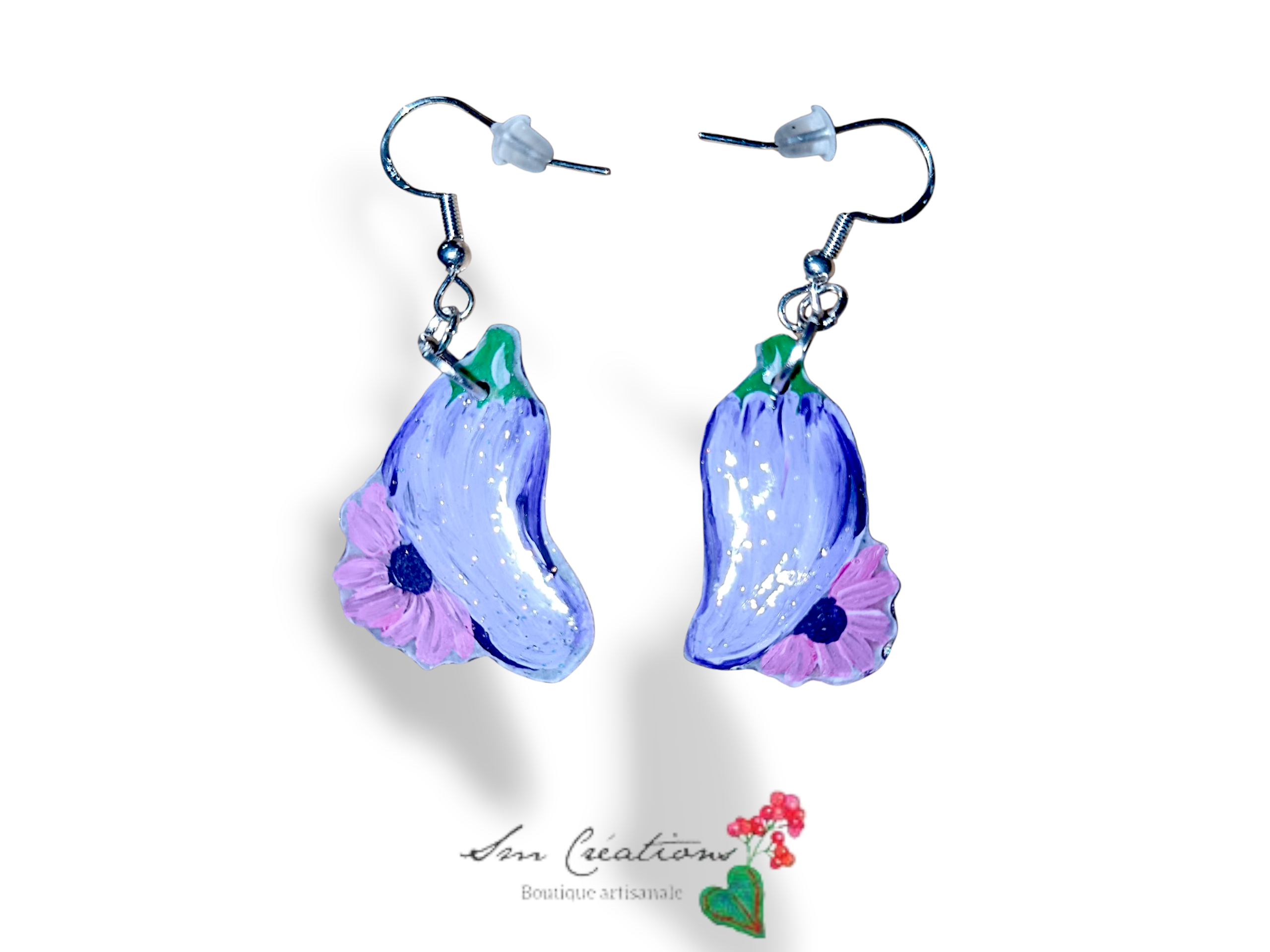 Boucle d'oreille artistique |''Fleurs d'auberge'' Flowers Pop| 95% Naturel Fais Main