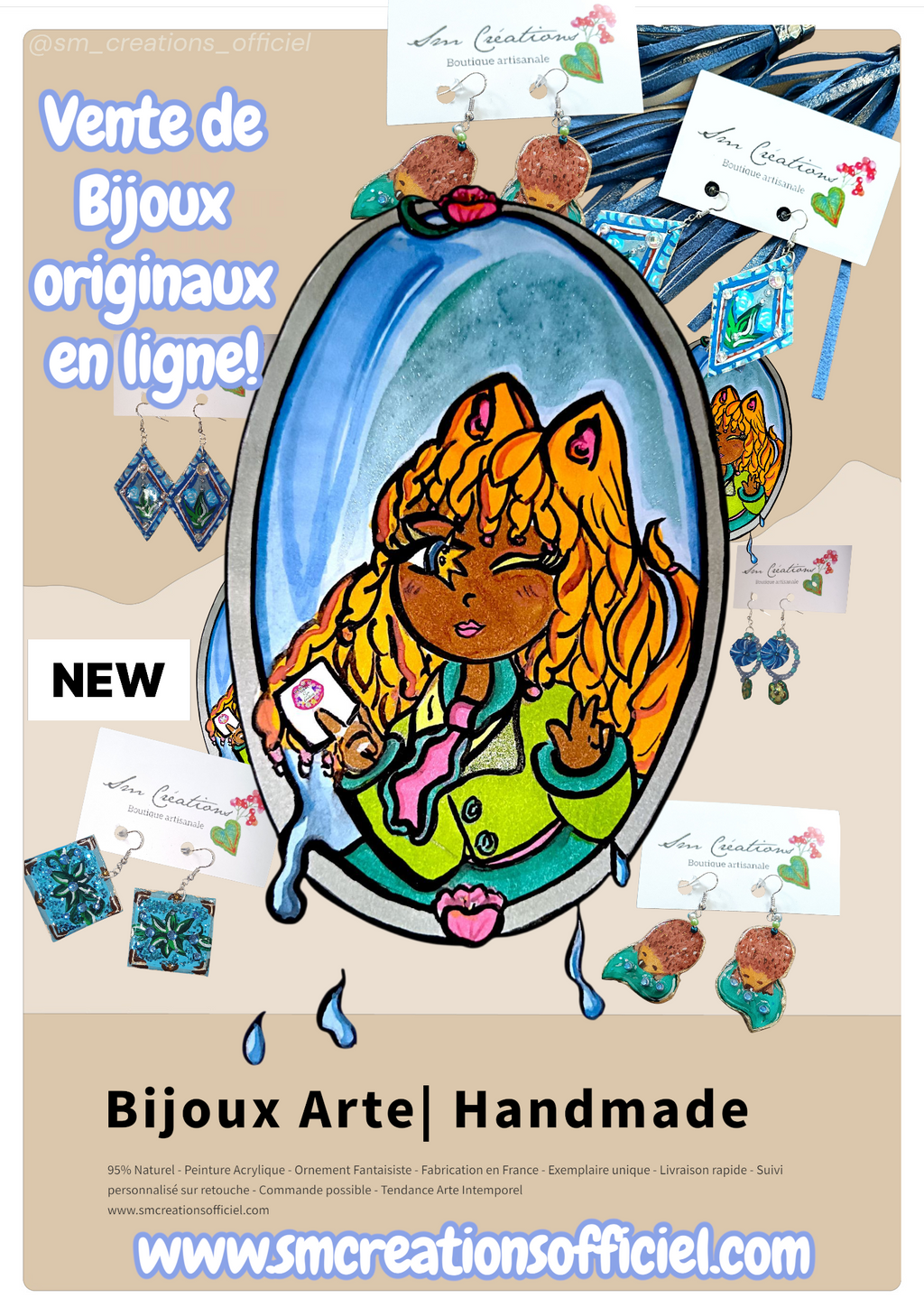 Boucle d'oreille Artisanale | 95% Naturel| Handmade with 💖