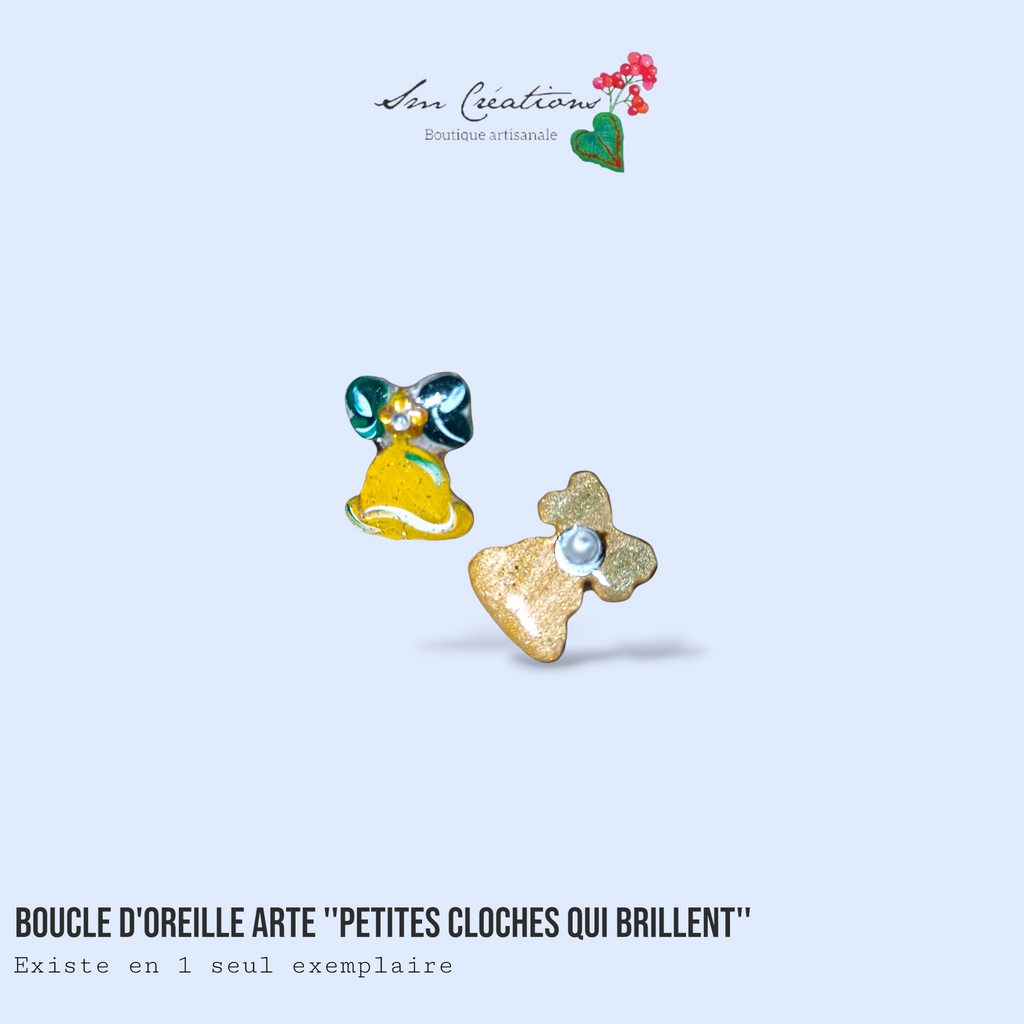 Boucle d'oreille artistique |''Petites cloches qui brillent''| 95% Naturel Fais Main