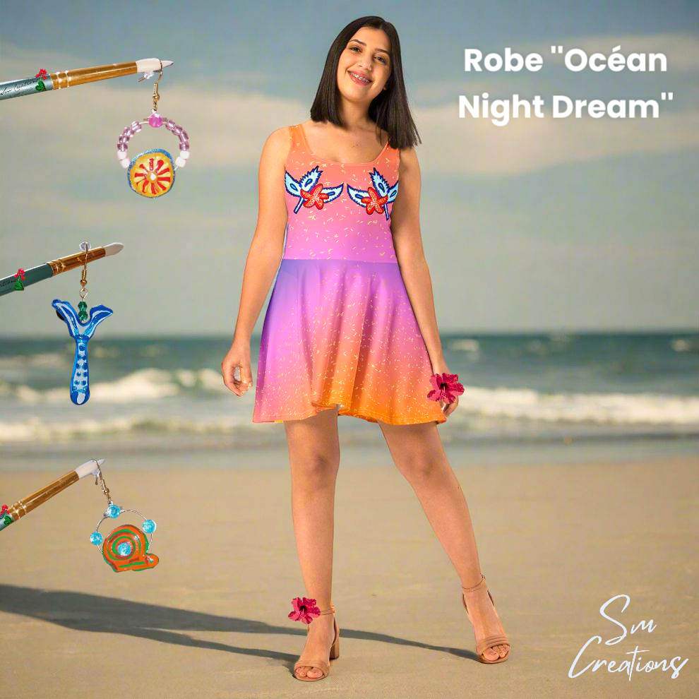 Robe Patineuse Impression Originale '' Ocean Night Dream'' Été 2025