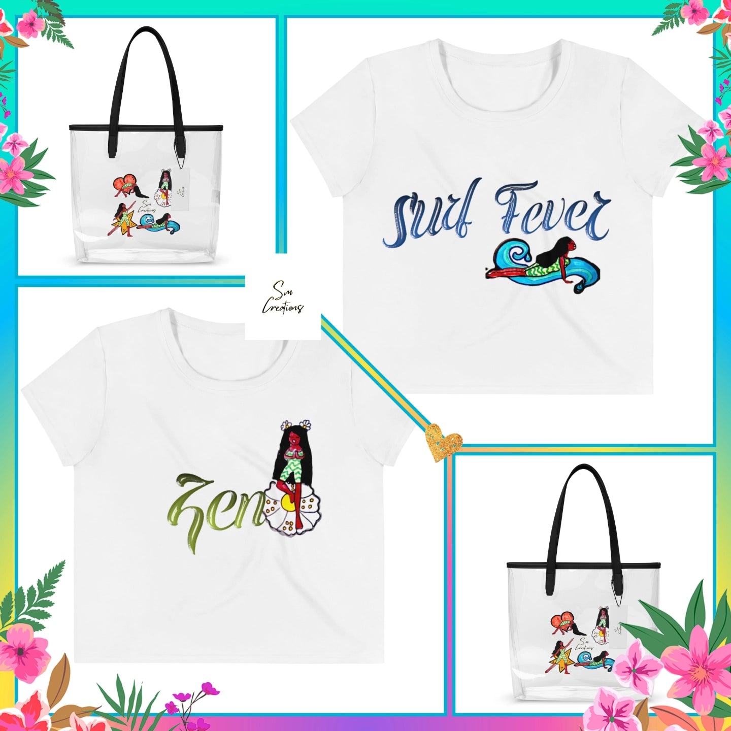 T-shirt Crop-Top imprimé tendance message ''Surf Fever'' E25